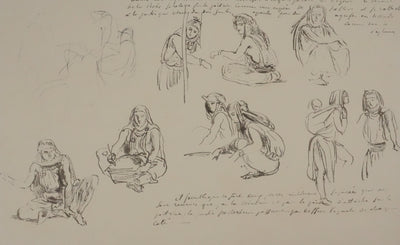 Eugène DELACROIX (d'après) : Silhouettes féminines, Lithographie