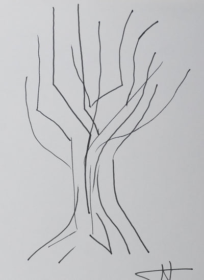 Jacques CAGNAC : L'arbre immobile, Autographe et dessin original signé