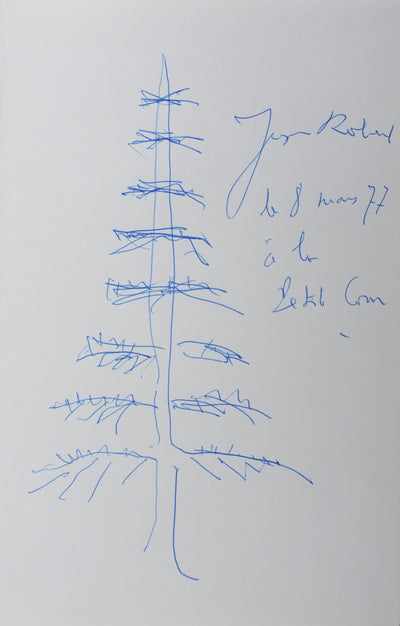 Jacques ROBERT : L'arbre aux branches bleues, Autographe et dessin original signé