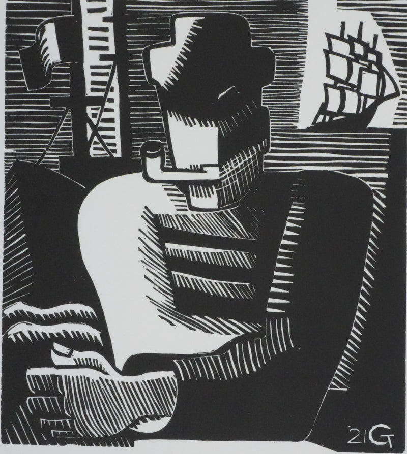 Marcel GROMAIRE : Le marin à la pipe, Gravure originale signée