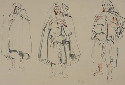 Eugène DELACROIX (d'après) : Silhouettes marocaines, Lithographie