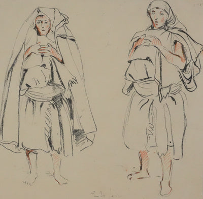 Eugène DELACROIX (d'après) : Silhouettes marocaines, Lithographie