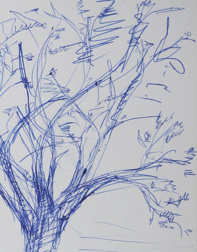 François GIR : Un arbre sur l'horizon, Autographe et dessin original signé