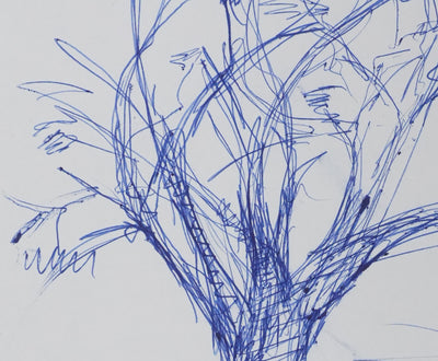 François GIR : Un arbre sur l'horizon, Autographe et dessin original signé