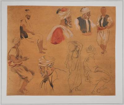 Eugène DELACROIX (d'après) : Silhouettes masculines, Lithographie