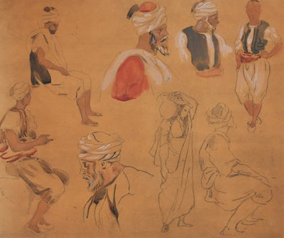 Eugène DELACROIX (d'après) : Silhouettes masculines, Lithographie