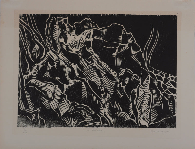 Claude BOGRATCHEW : Paysage abstrait, Gravure originale signée