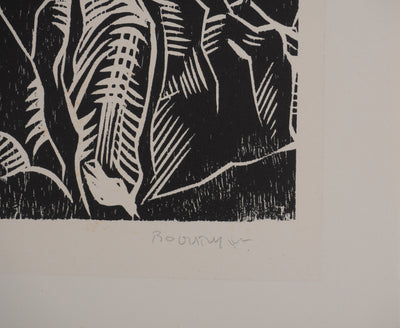 Claude BOGRATCHEW : Paysage abstrait, Gravure originale signée
