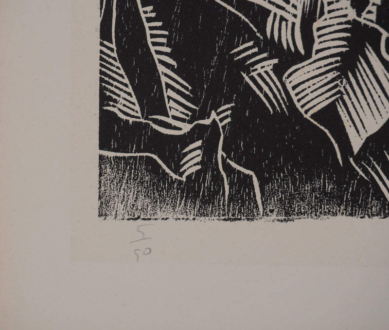 Claude BOGRATCHEW : Paysage abstrait, Gravure originale signée