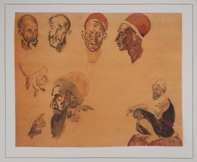 Eugène DELACROIX (d'après) : Profils marocains, Lithographie