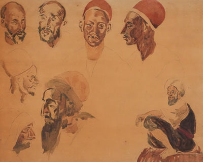 Eugène DELACROIX (d'après) : Profils marocains, Lithographie