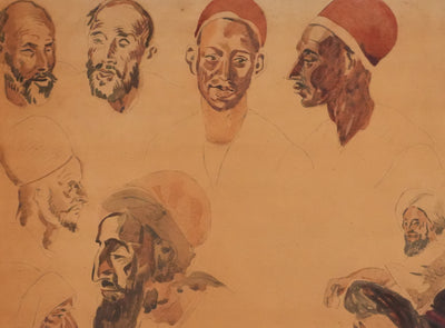 Eugène DELACROIX (d'après) : Profils marocains, Lithographie