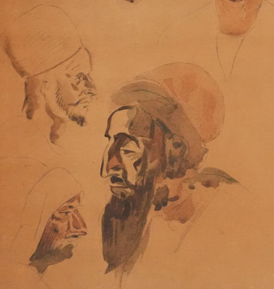 Eugène DELACROIX (d'après) : Profils marocains, Lithographie