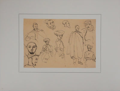 Eugène DELACROIX (d'après) : Profils, Lithographie