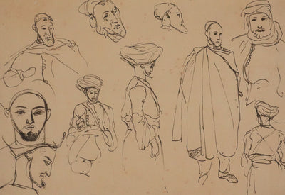 Eugène DELACROIX (d'après) : Profils, Lithographie