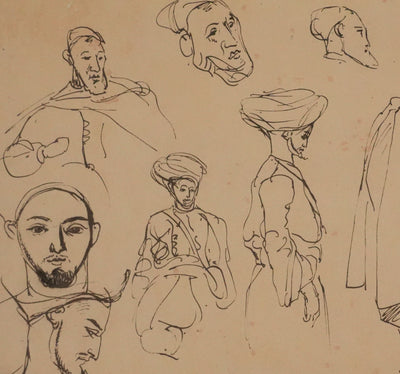 Eugène DELACROIX (d'après) : Profils, Lithographie