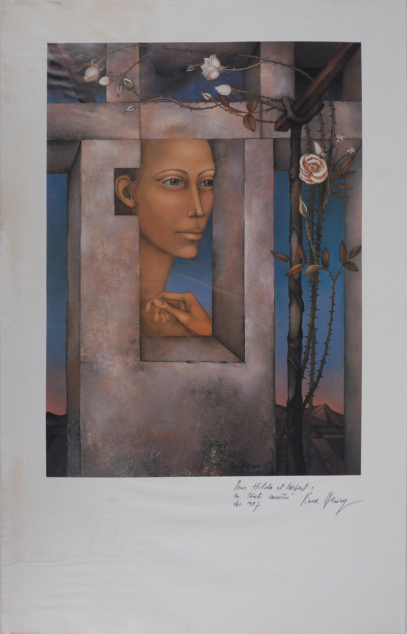 Pierre HENRY : La femme à la rose, Impression offset signée