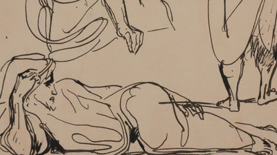 Eugène DELACROIX (d'après) : Hommes allongés, Lithographie