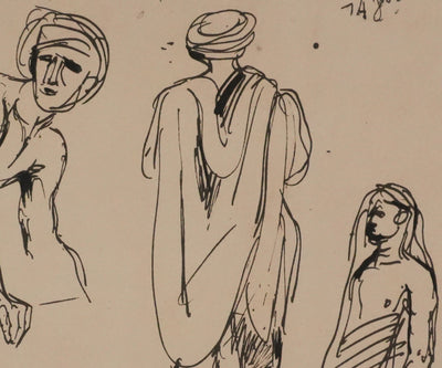 Eugène DELACROIX (d'après) : Hommes allongés, Lithographie