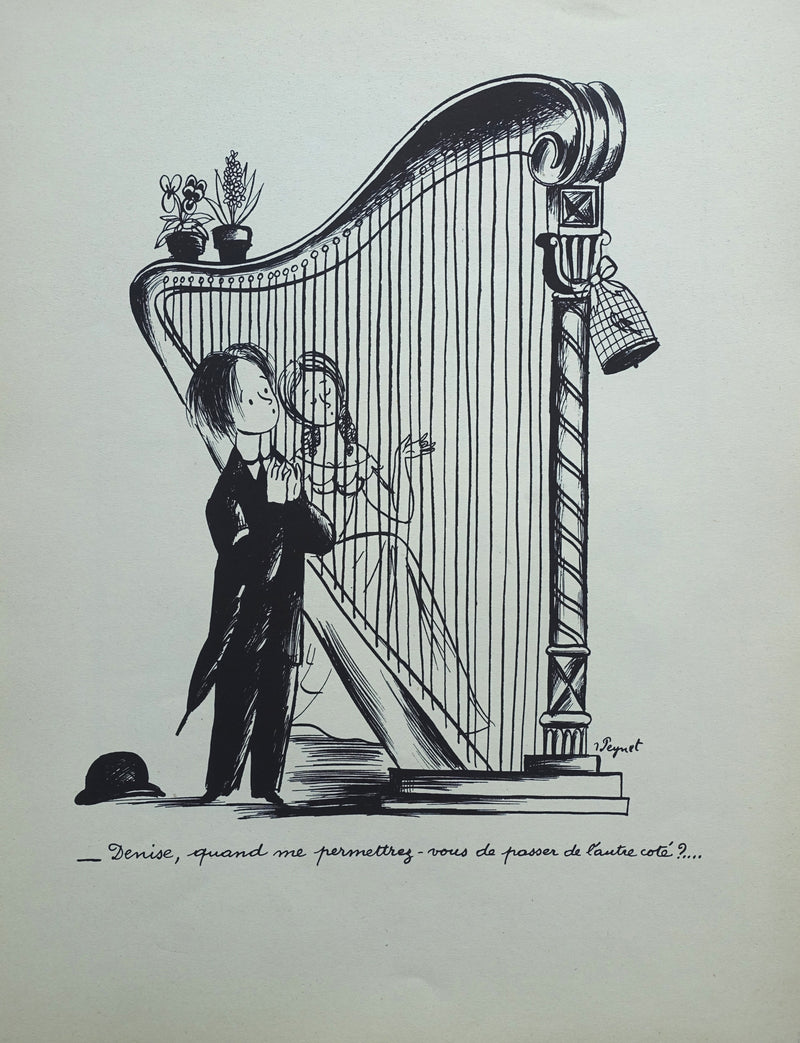 Raymond PEYNET : La harpe, Gravure originale (vue générale) - Crédit photo : Galerie Art.Paris