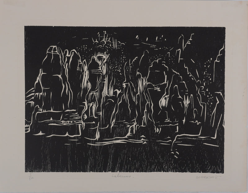 Claude BOGRATCHEW : Foule dans la pénombre, Gravure originale signée
