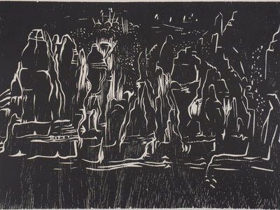 Claude BOGRATCHEW : Foule dans la pénombre, Gravure originale signée