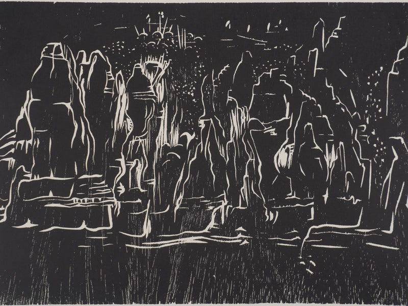Claude BOGRATCHEW : Foule dans la pénombre, Gravure originale signée