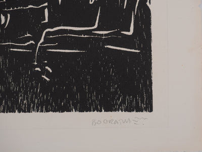 Claude BOGRATCHEW : Foule dans la pénombre, Gravure originale signée