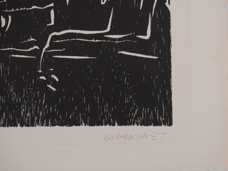 Claude BOGRATCHEW : Foule dans la pénombre, Gravure originale signée