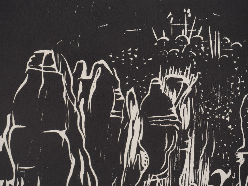 Claude BOGRATCHEW : Foule dans la pénombre, Gravure originale signée