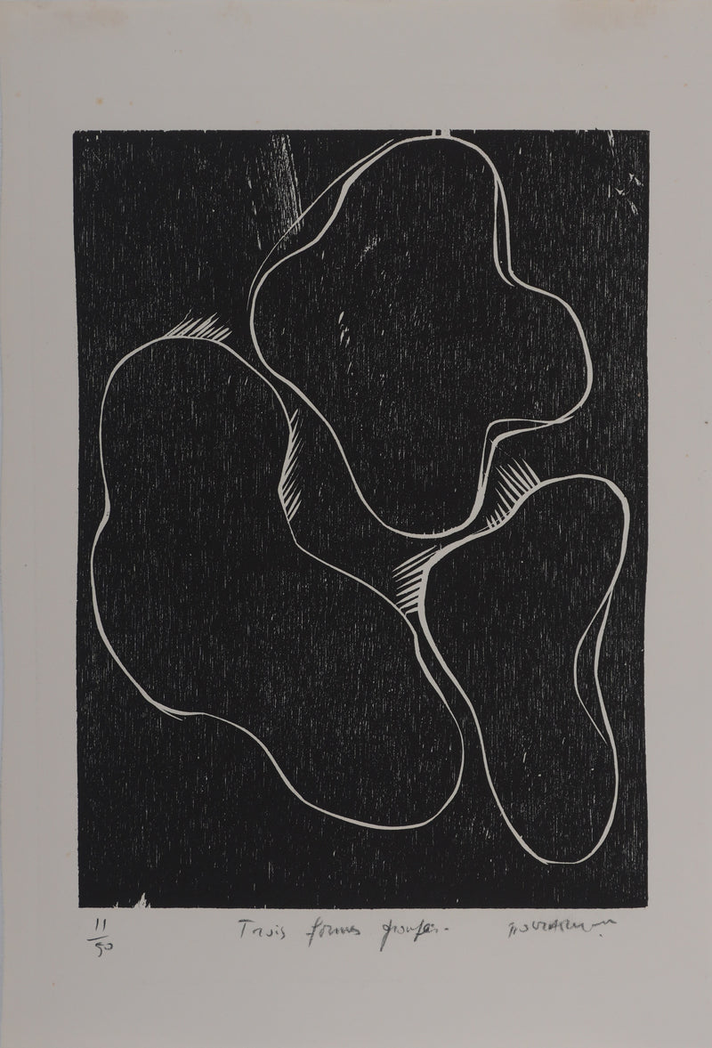 Claude BOGRATCHEW : Figures abstraites, Gravure originale signée