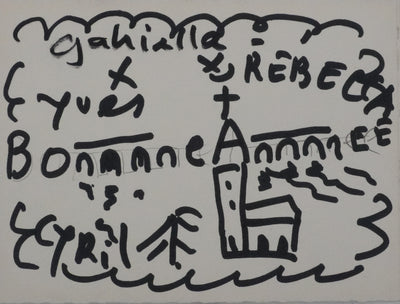 Yves BAUME : Le chat chassant, Dessin orignal signé