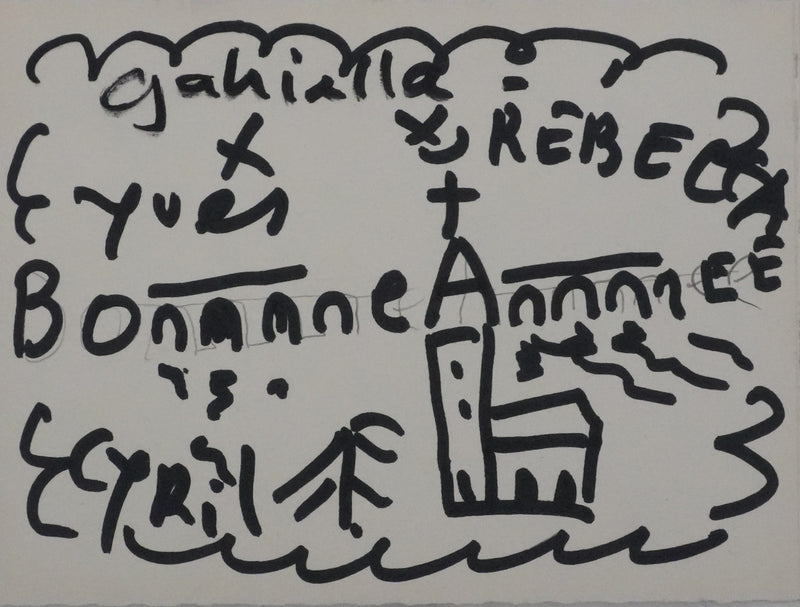 Yves BAUME : Le chat chassant, Dessin orignal signé