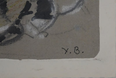 Yves BAUME : Le chat chassant, Dessin orignal signé