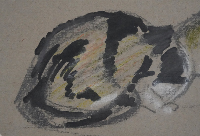 Yves BAUME : Le chat chassant, Dessin orignal signé