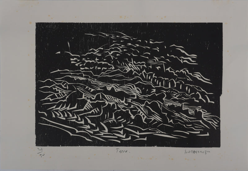 Claude BOGRATCHEW : Composition abstraite en noir et blanc, Gravure originale signée