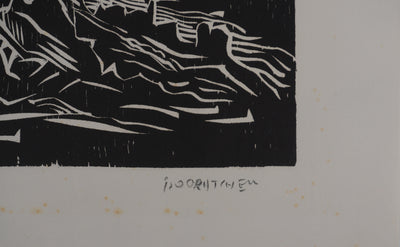 Claude BOGRATCHEW : Composition abstraite en noir et blanc, Gravure originale signée