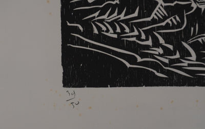 Claude BOGRATCHEW : Composition abstraite en noir et blanc, Gravure originale signée