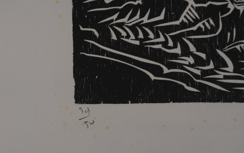 Claude BOGRATCHEW : Composition abstraite en noir et blanc, Gravure originale signée