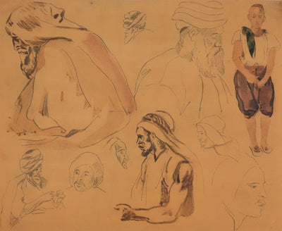 Eugène DELACROIX (d'après) : Etude de silhouettes, Lithographie signée