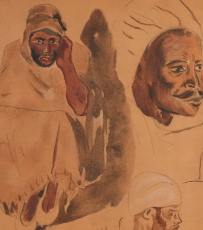 Eugène DELACROIX (d'après) : Etude de visages, Lithographie