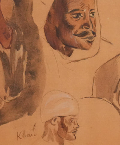 Eugène DELACROIX (d'après) : Etude de visages, Lithographie