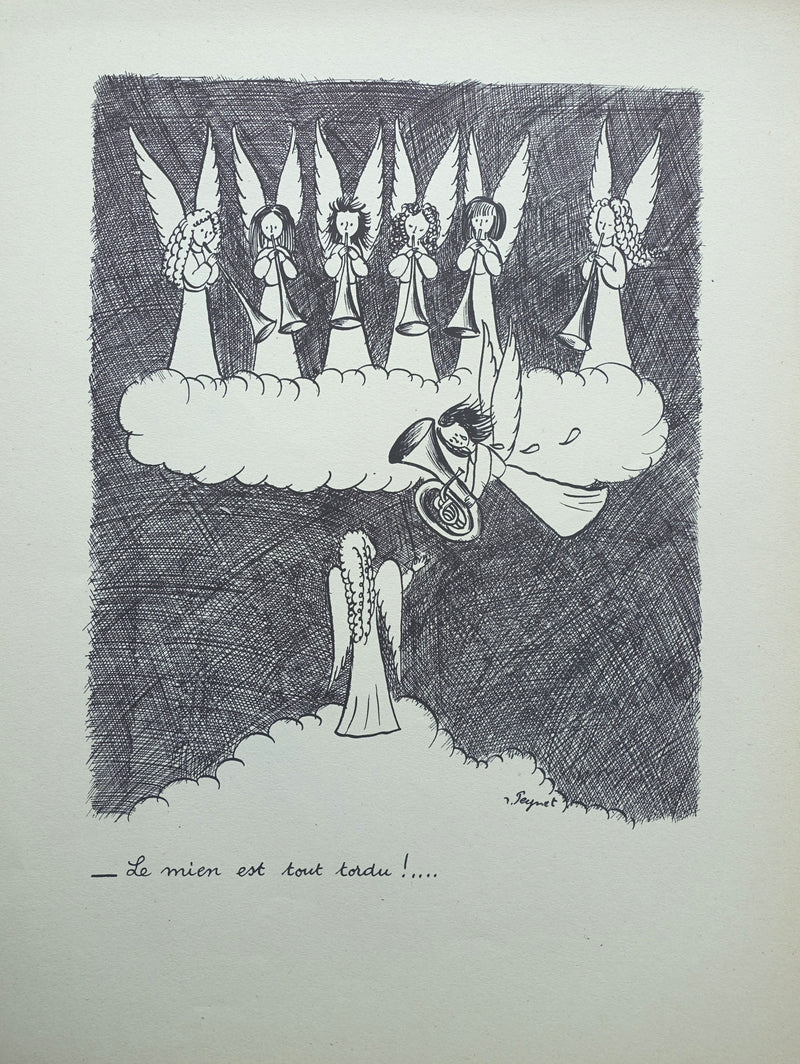 Raymond PEYNET : Les anges musiciens, Gravure originale (vue générale) - Crédit photo : Galerie Art.Paris