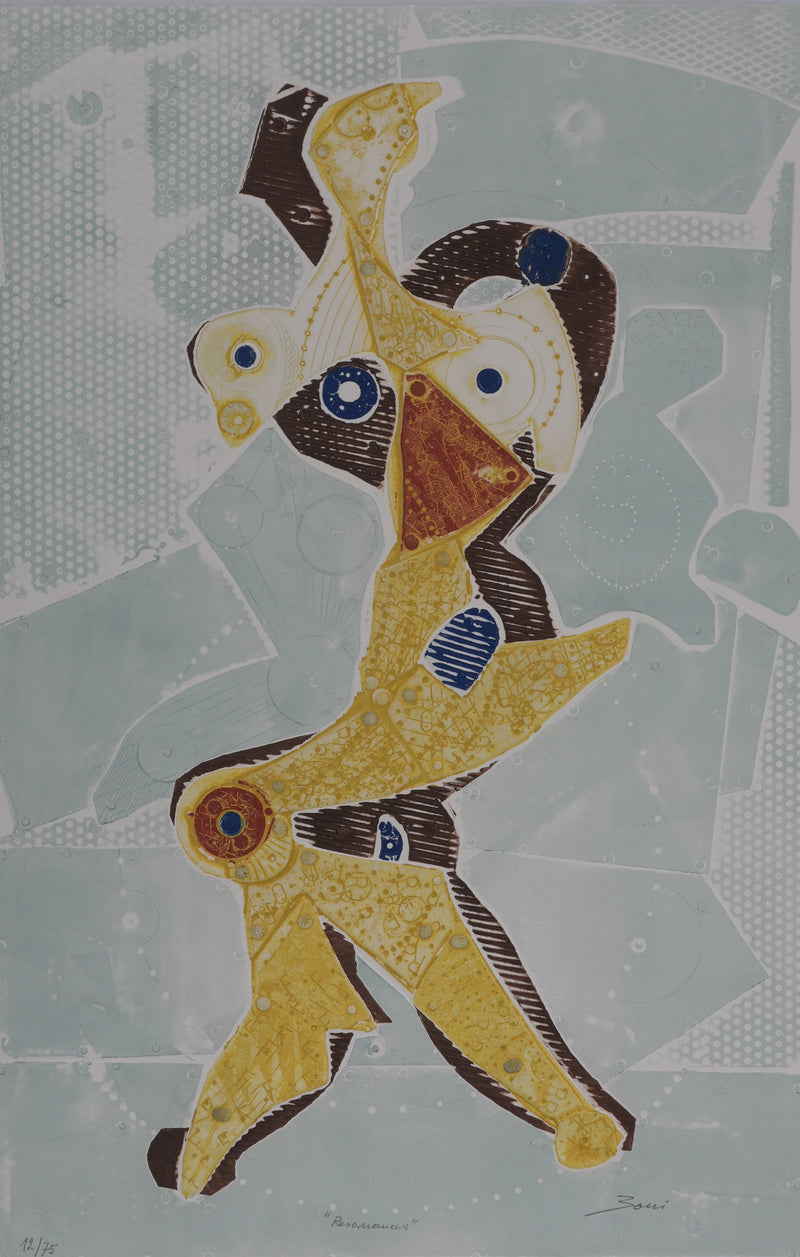 Paolo BONI : Figure mécanique, Gravure originale signée