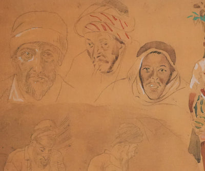 Eugène DELACROIX (d'après) : Etude de silhouettes marocaines, Lithographie signée