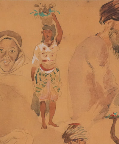 Eugène DELACROIX (d'après) : Etude de silhouettes marocaines, Lithographie signée
