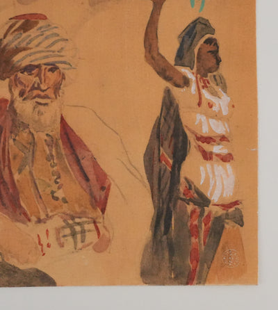 Eugène DELACROIX (d'après) : Etude de silhouettes marocaines, Lithographie signée