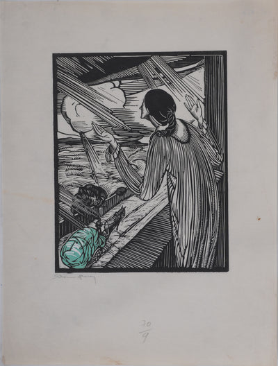 Llano FLORES (dit François CARRERA) : L'imploration, Lithographie originale signée