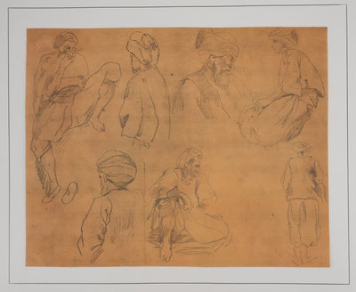 Eugène DELACROIX (d'après) : Etude d'homme assis, Lithographie signée