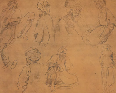 Eugène DELACROIX (d'après) : Etude d'homme assis, Lithographie signée